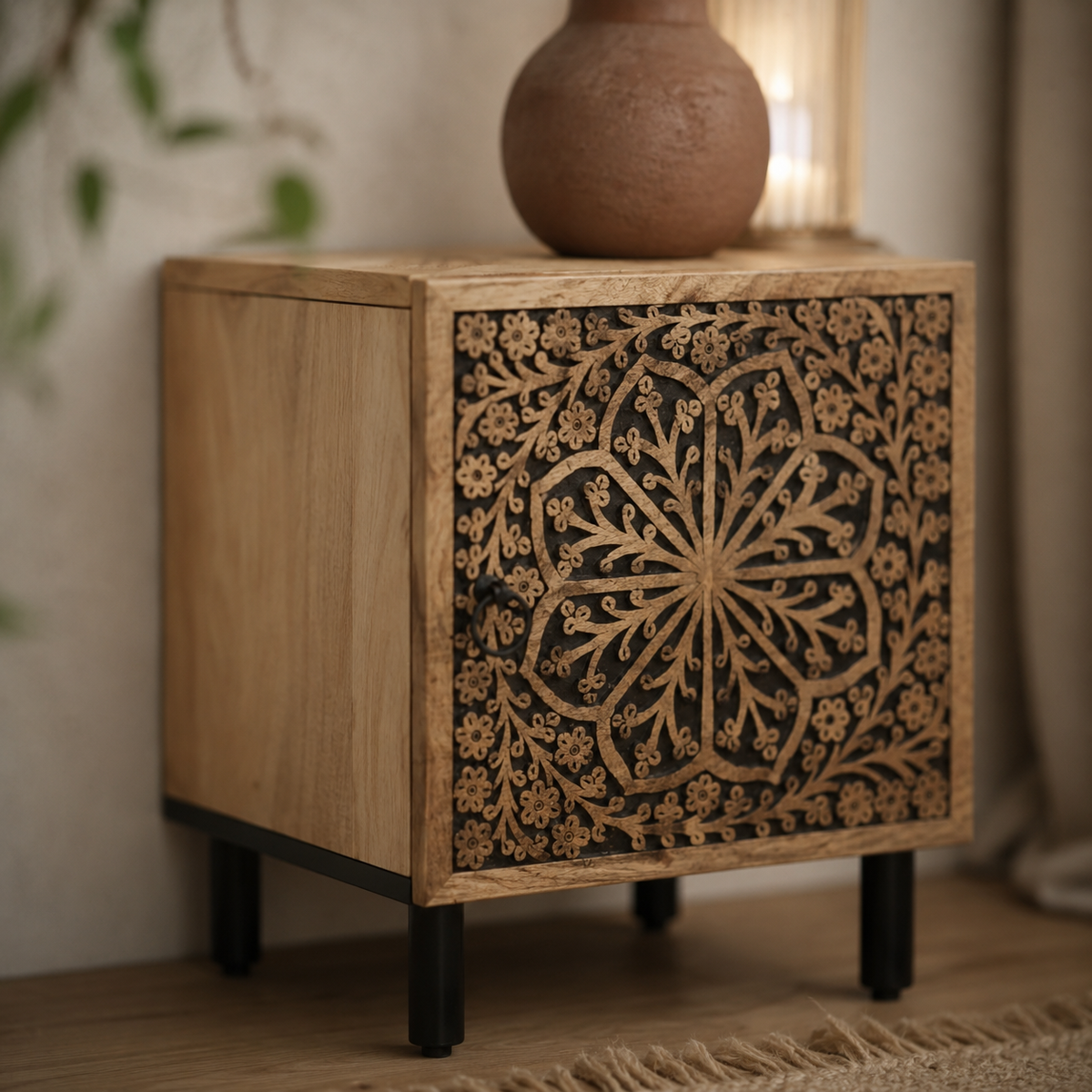 Rosace | Table de chevet sculptée