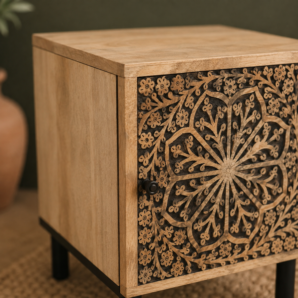 Rosace | Table de chevet sculptée