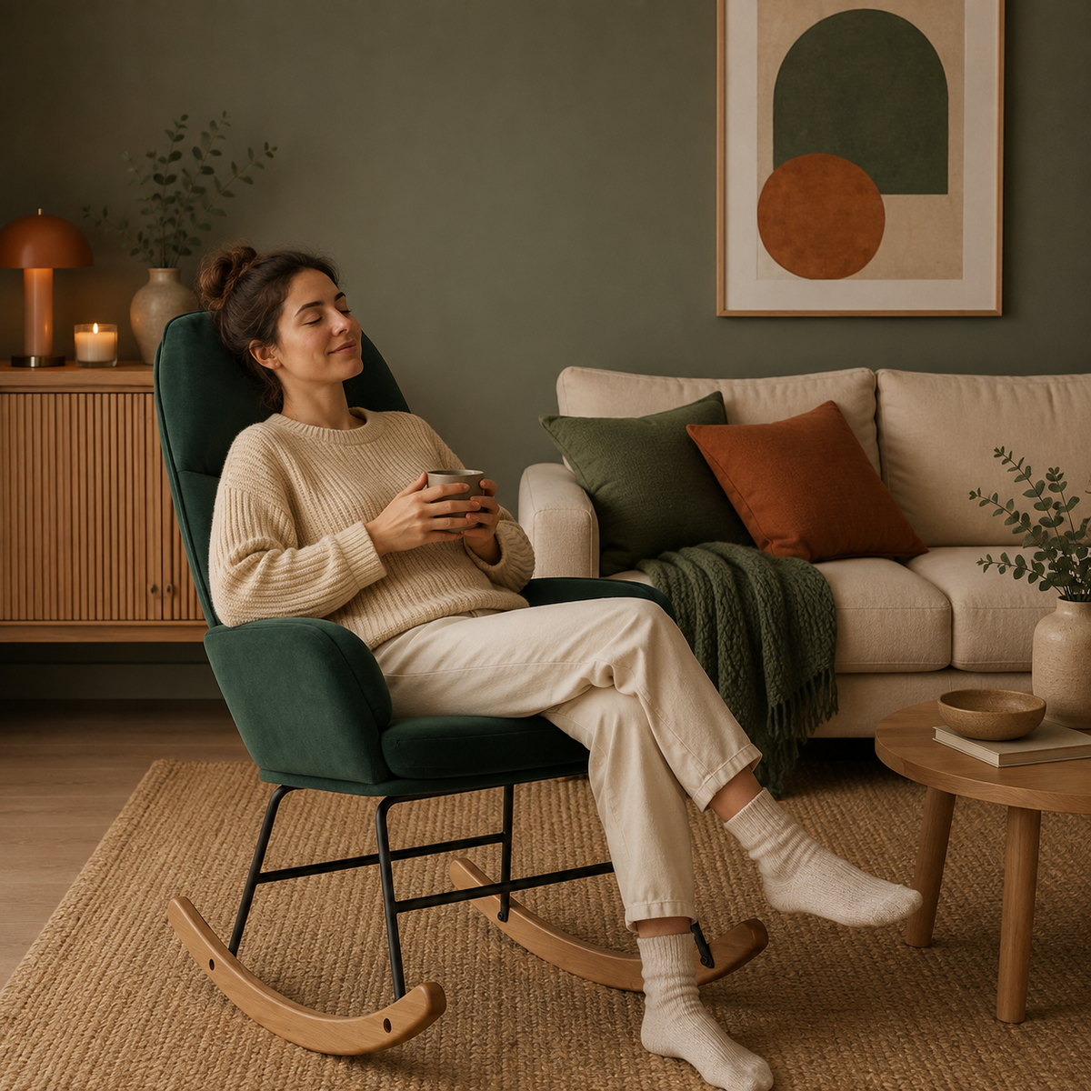Havre | Fauteuil à bascule en velours