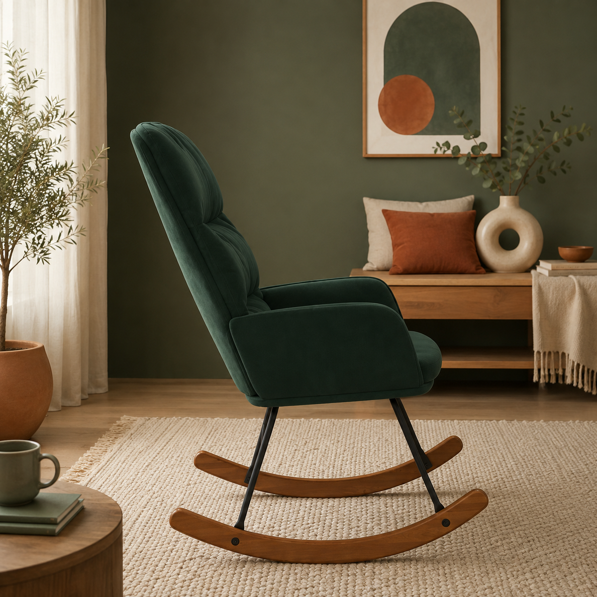 Havre | Fauteuil à bascule en velours