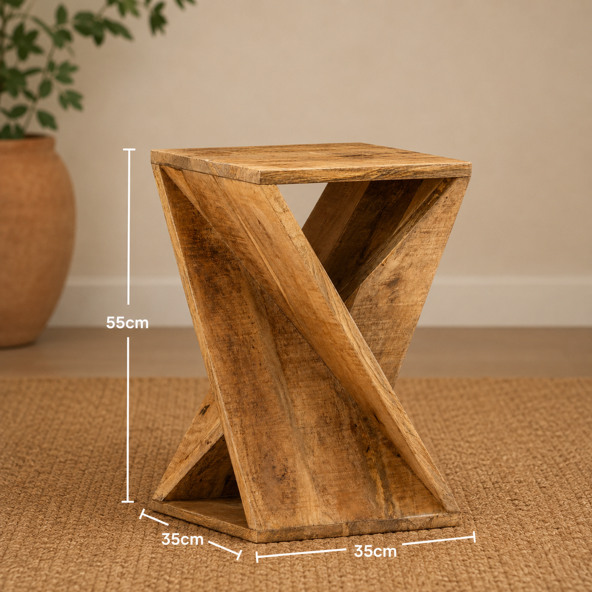 Torsade | Table de chevet bois de manguier massif
