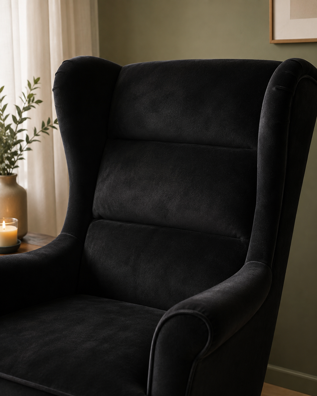 Sérénité | Fauteuil à bascule velours avec repose-pieds